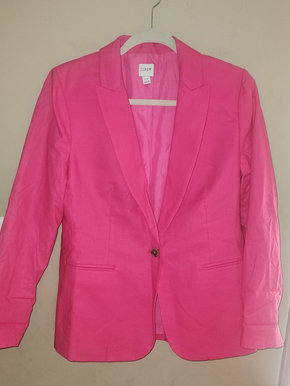 J. Crew Factory Pink Blazer Linen Blend One Button Sz 10 Style Al222